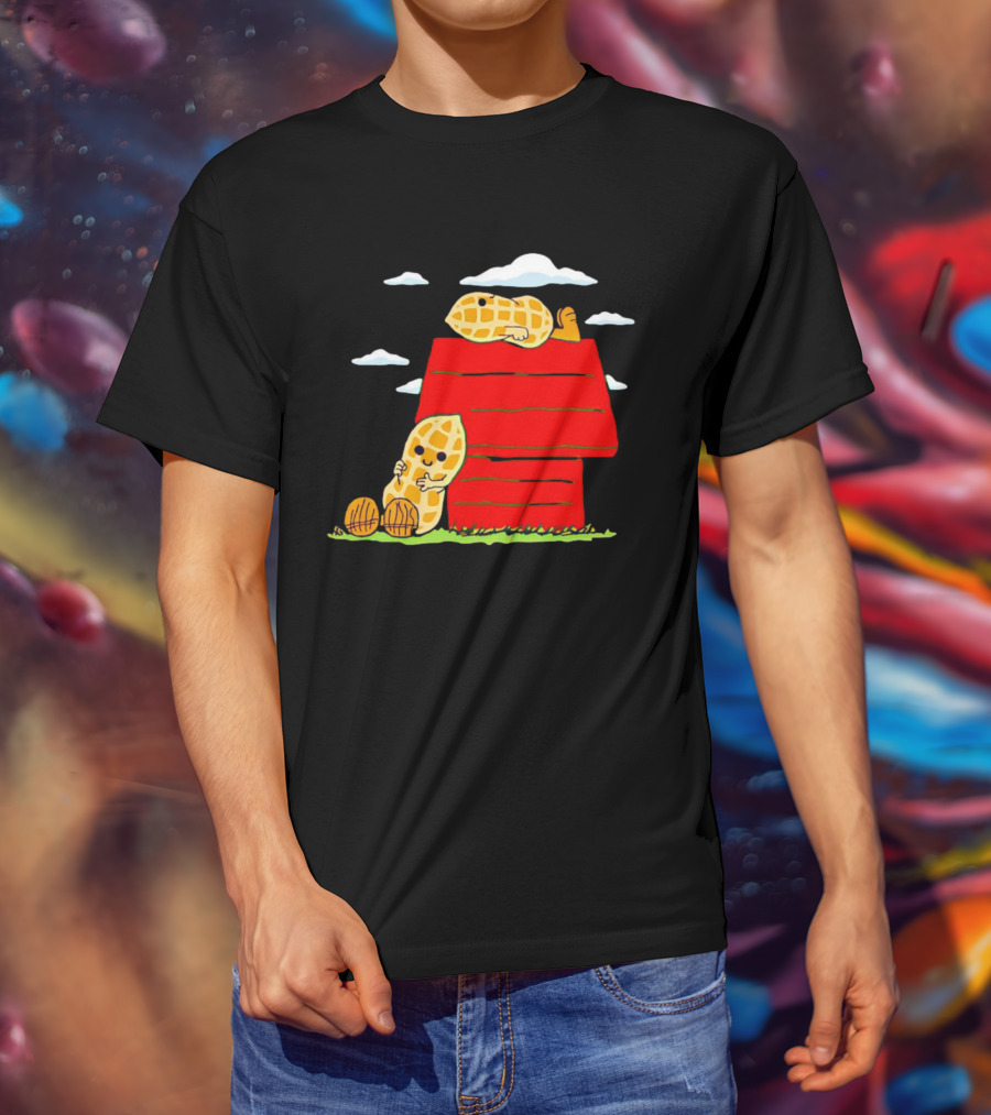 Peanuts Mashup Snoopy Red House Peanut Characters On Doghouse T-Shirt