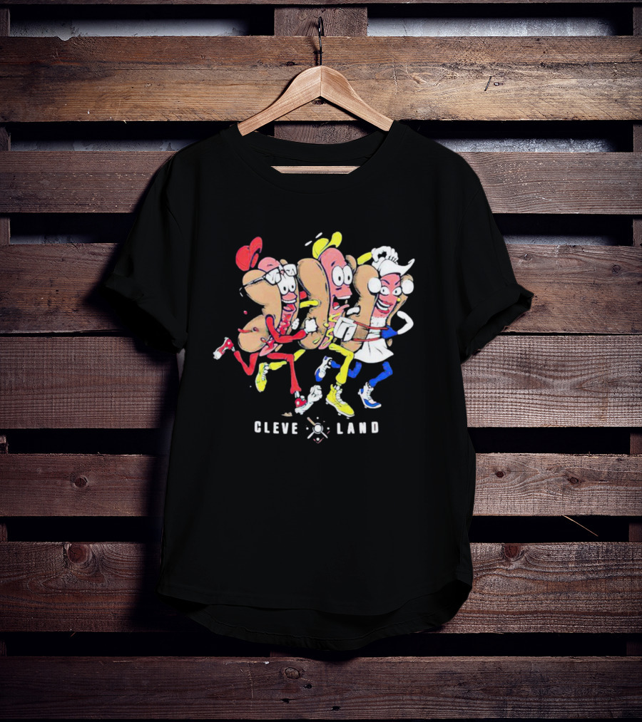 Cleveland Mustard Hot Dog Racing Trio Fun T-Shirt