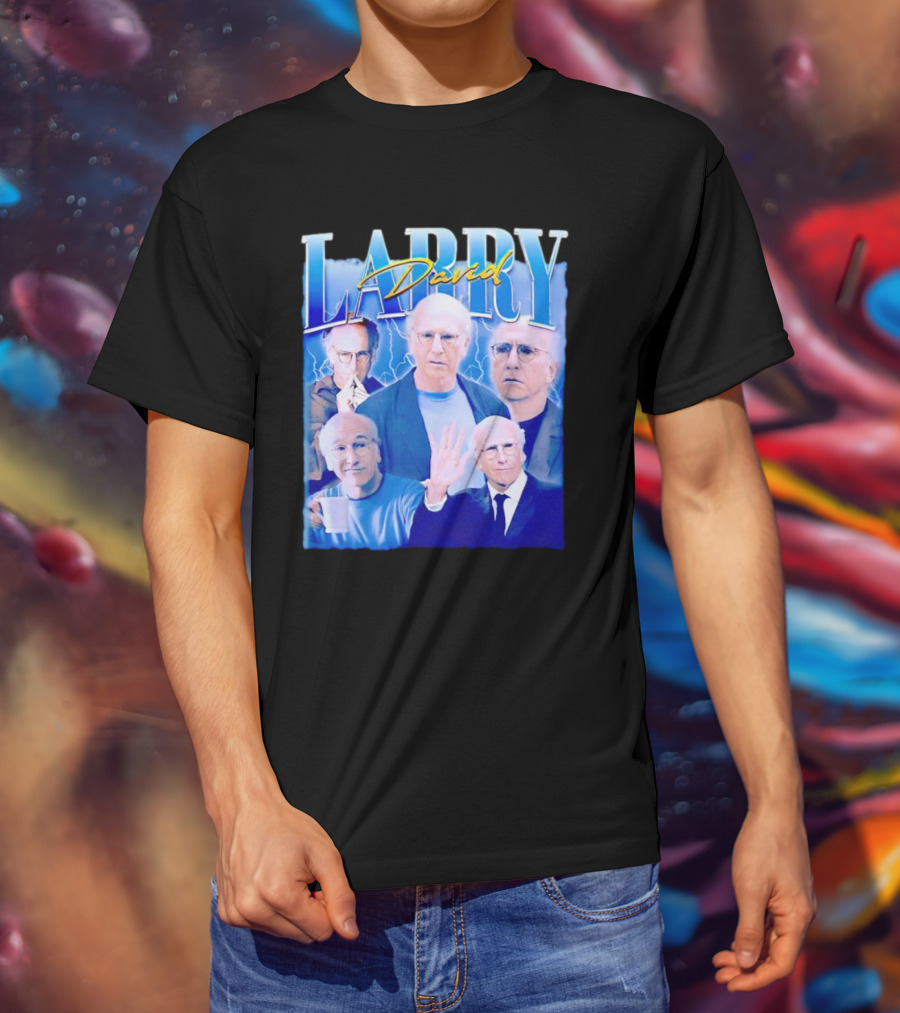 Larry David Collage Blue Lightning T-Shirt