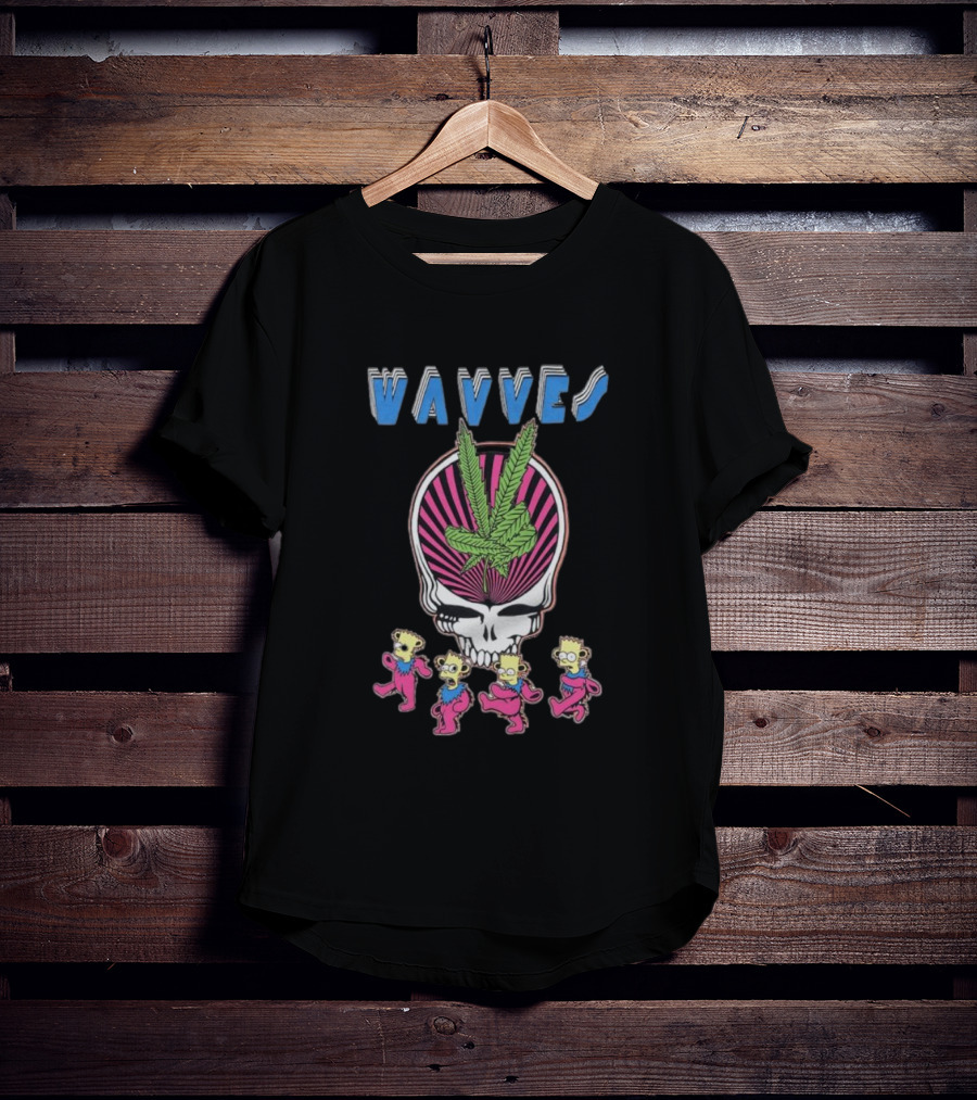 Wavves Psychedelic Skull With Dancing Bart Figures T-Shirt