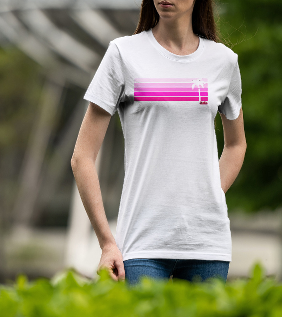 Barbie The Movie Pink Palm Stripe Retro T-Shirt