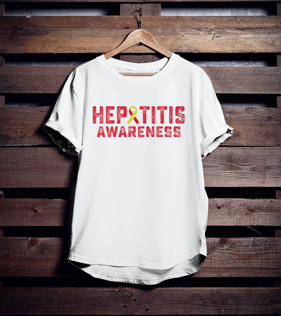 Hepatitis Awareness Red Text Yellow And Red T-Shirt