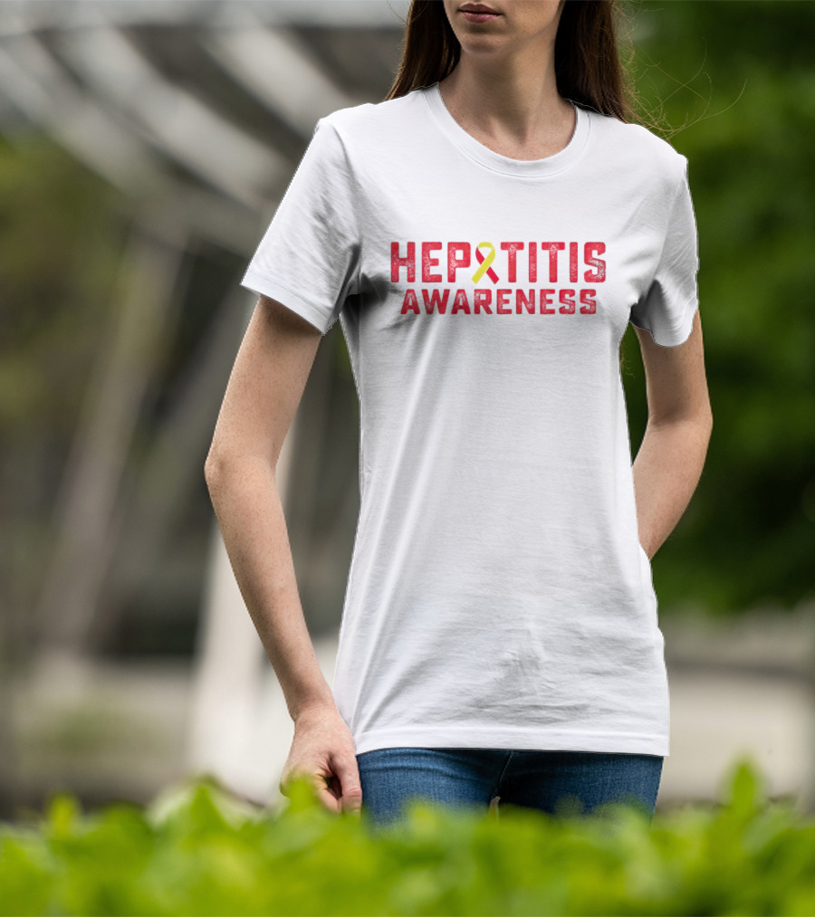 Hepatitis Awareness Red Text Yellow And Red T-Shirt