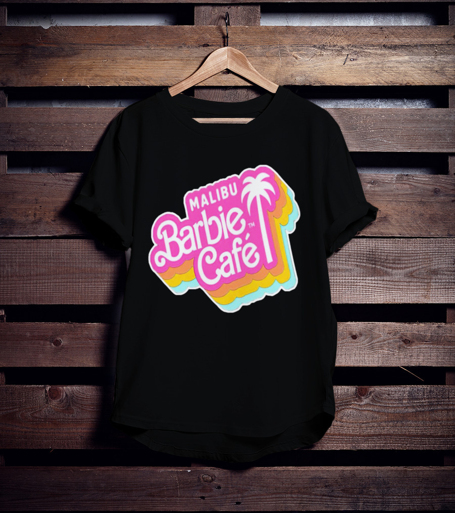 Malibu Barbie Cafe Colorful Retro Logo With Palm Tree T-Shirt