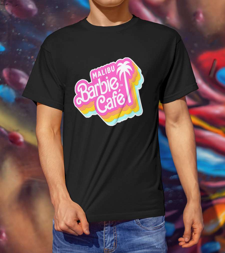 Malibu Barbie Cafe Colorful Retro Logo With Palm Tree T-Shirt