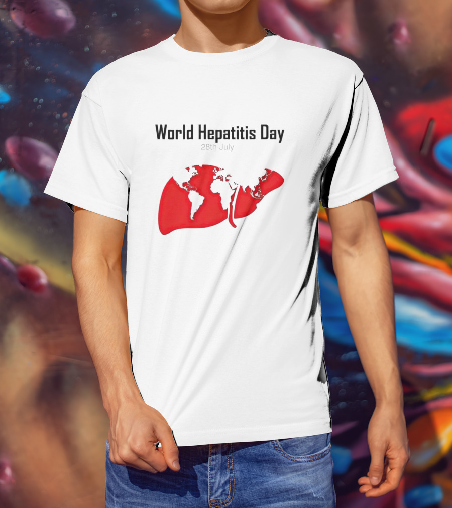 World Hepatitis Day 28th July Red Liver Map T-Shirt