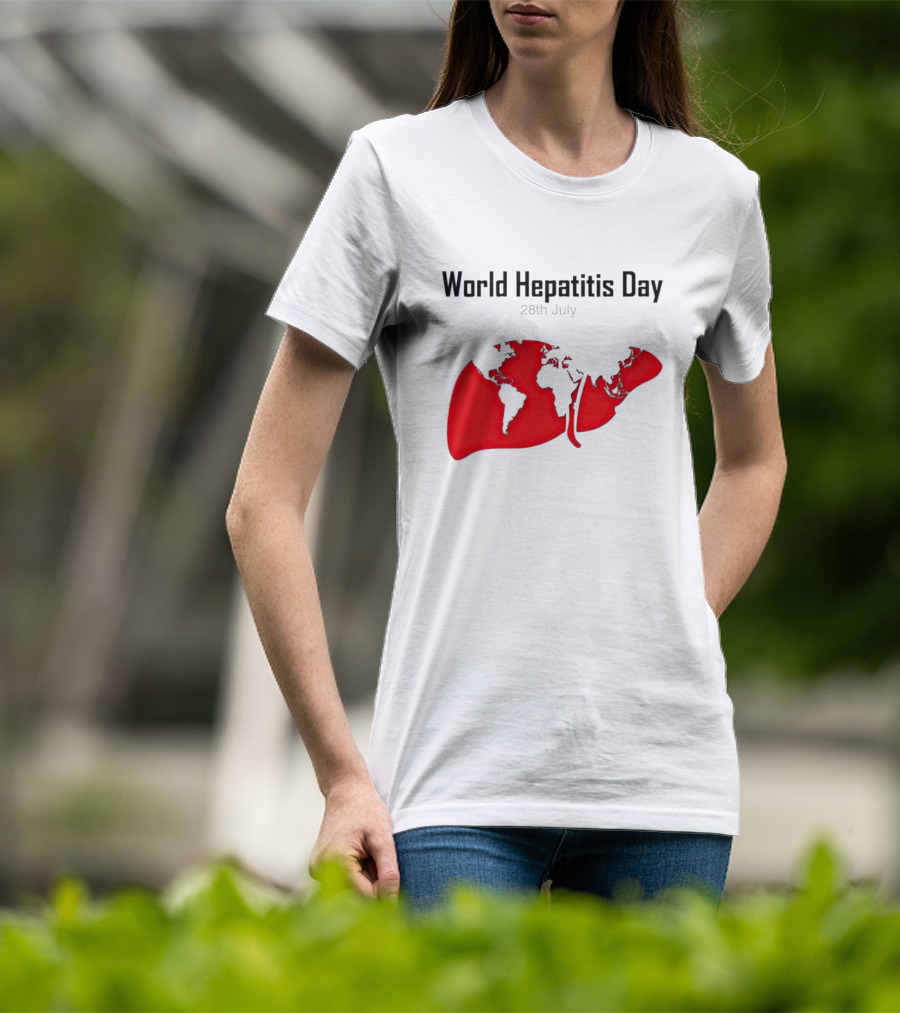 World Hepatitis Day 28th July Red Liver Map T-Shirt