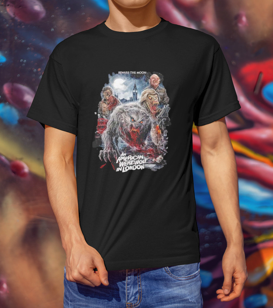 Beware The Moon An American Werewolf In London Vintage Horror Scene T-Shirt