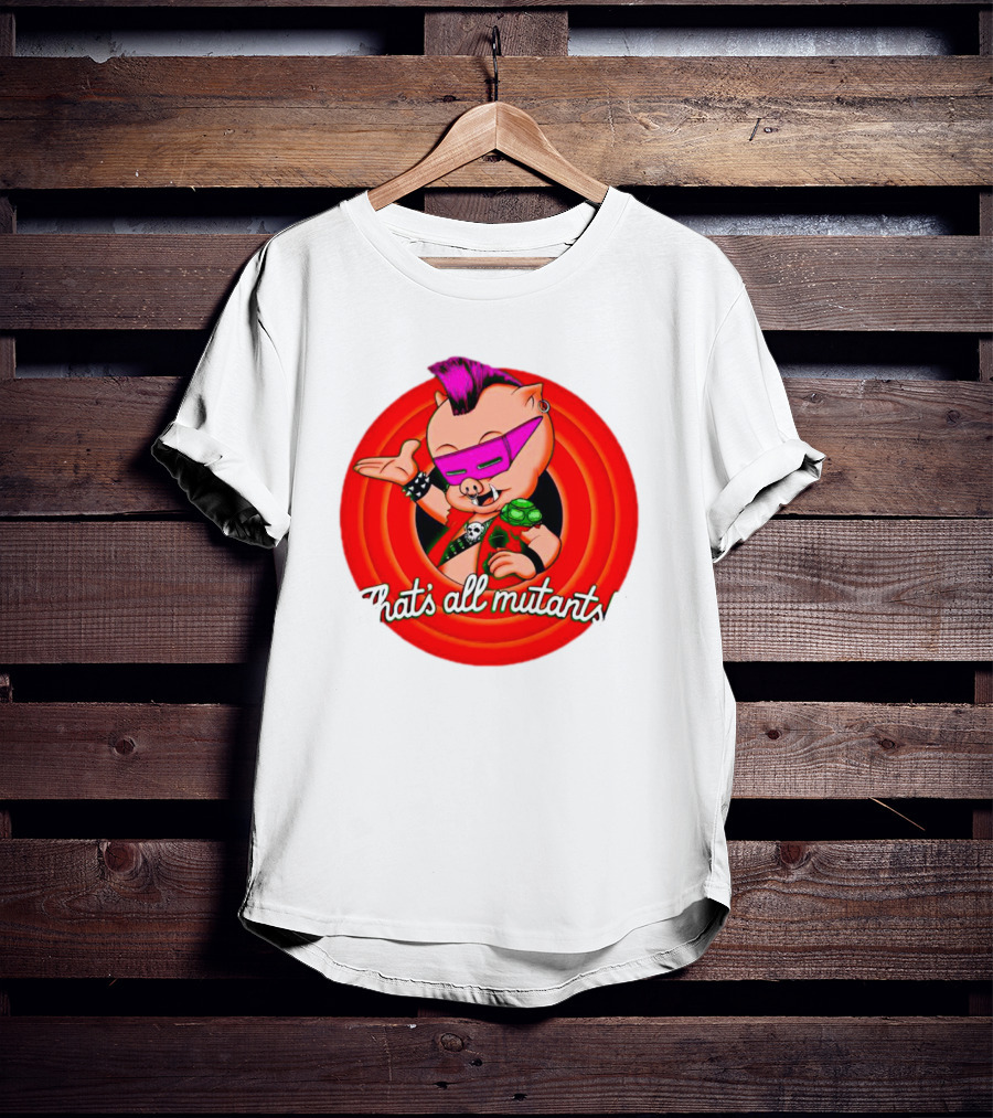 Bebop That's All Mutants Teenage Punk Pig Character In Red Circle T-Shirt