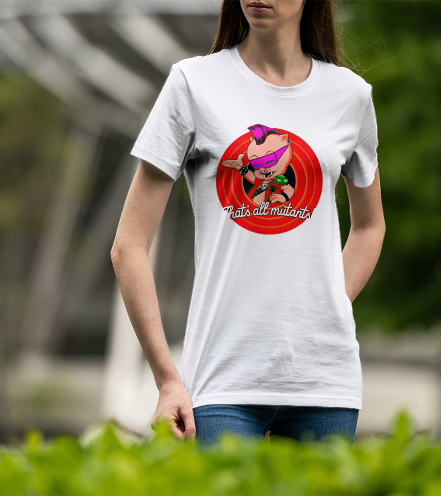 Bebop That's All Mutants Teenage Punk Pig Character In Red Circle T-Shirt