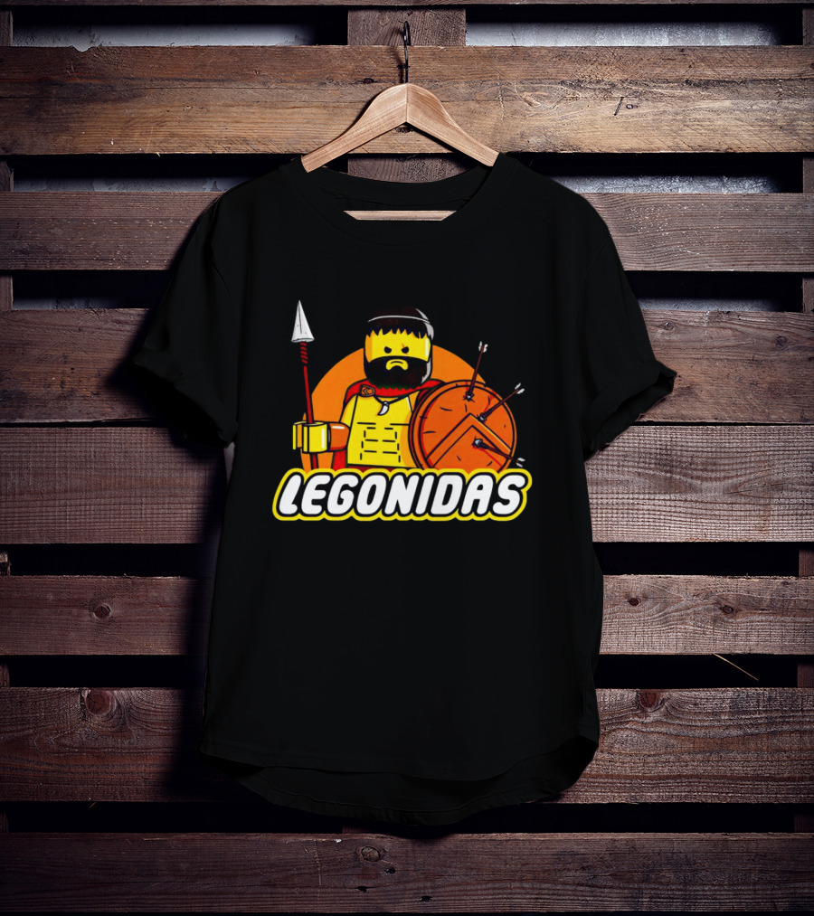 Lego Minifigure Legonidas Warrior Shield Spear T-Shirt