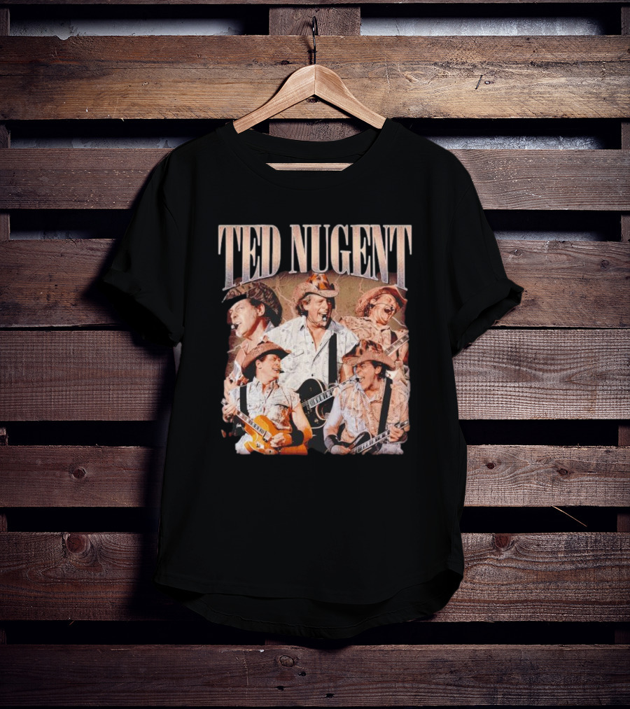 Ted Nugent Western Cowboy Hat Guitar Performance Collage T-Shirt