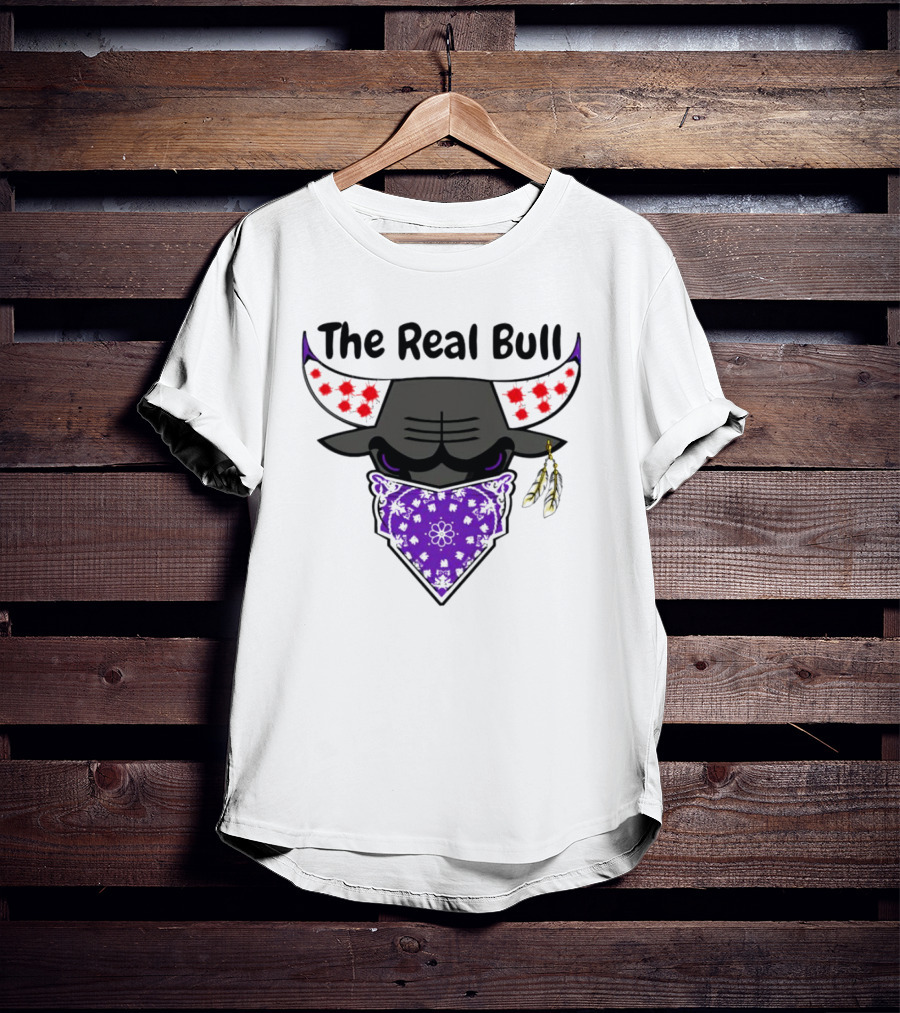 The Real Bull Purple Bandana Horns With Red Accents T-Shirt