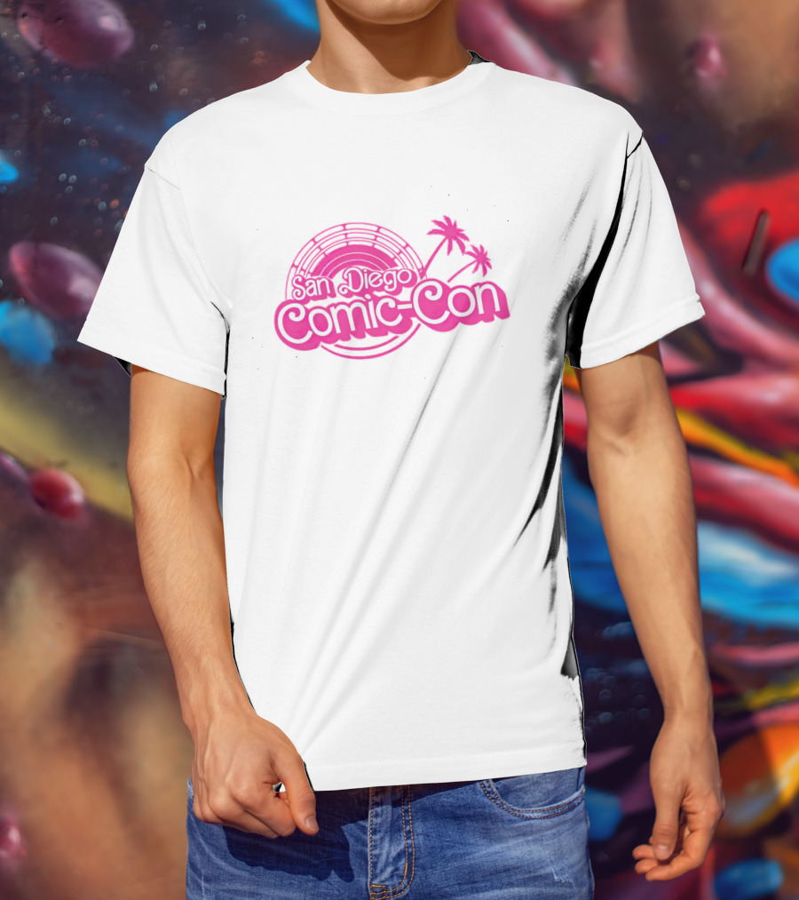 Barbie San Diego Comic-Con Logo With Pink Palm Trees T-Shirt