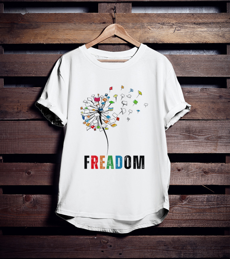 Dandelion Freadom Book Colorful Bloom T-Shirt