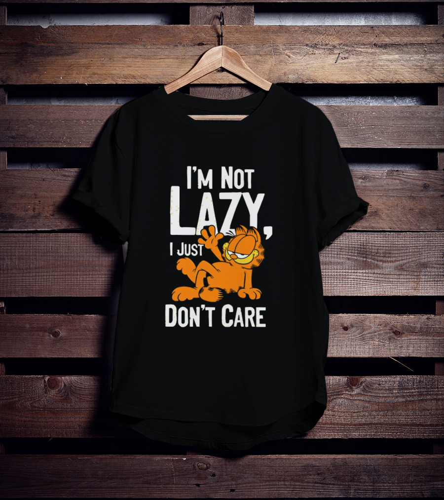 Garfield I'm Not Lazy I Just Don't Care Funny Cat Iconic Cartoon Character T-Shirt