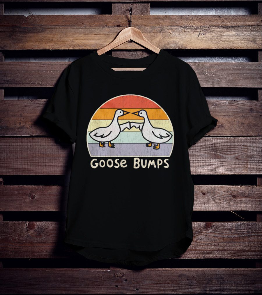 Goose Bumps Retro High Five Geese Pastel Sunset Vintage T-Shirt