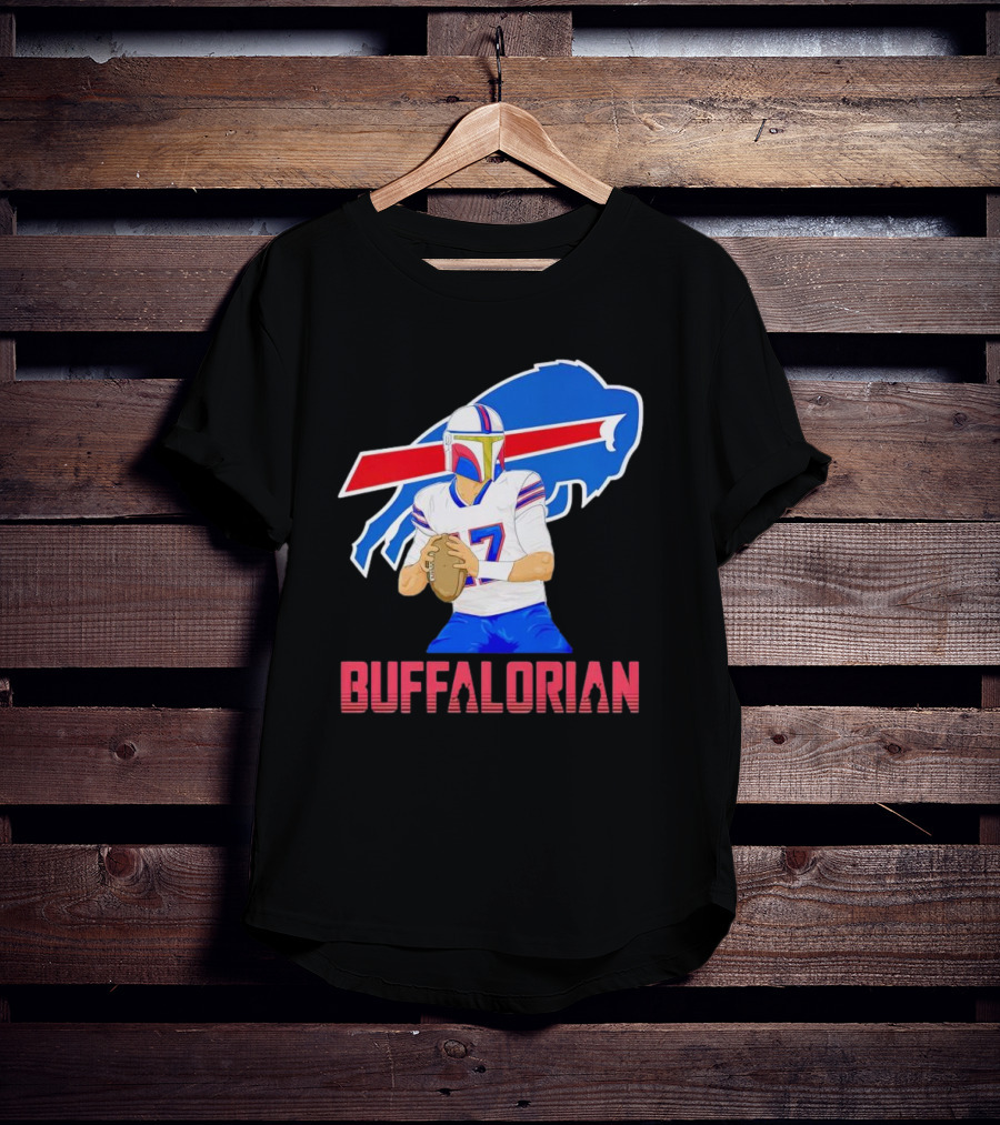 Buffalorian Josh Allen Buffalo Bills Mandalorian Helmet T-Shirt