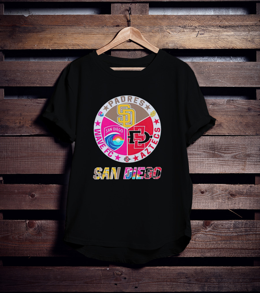 San Diego Padres Wave FC Aztecs Sports Team T-Shirt
