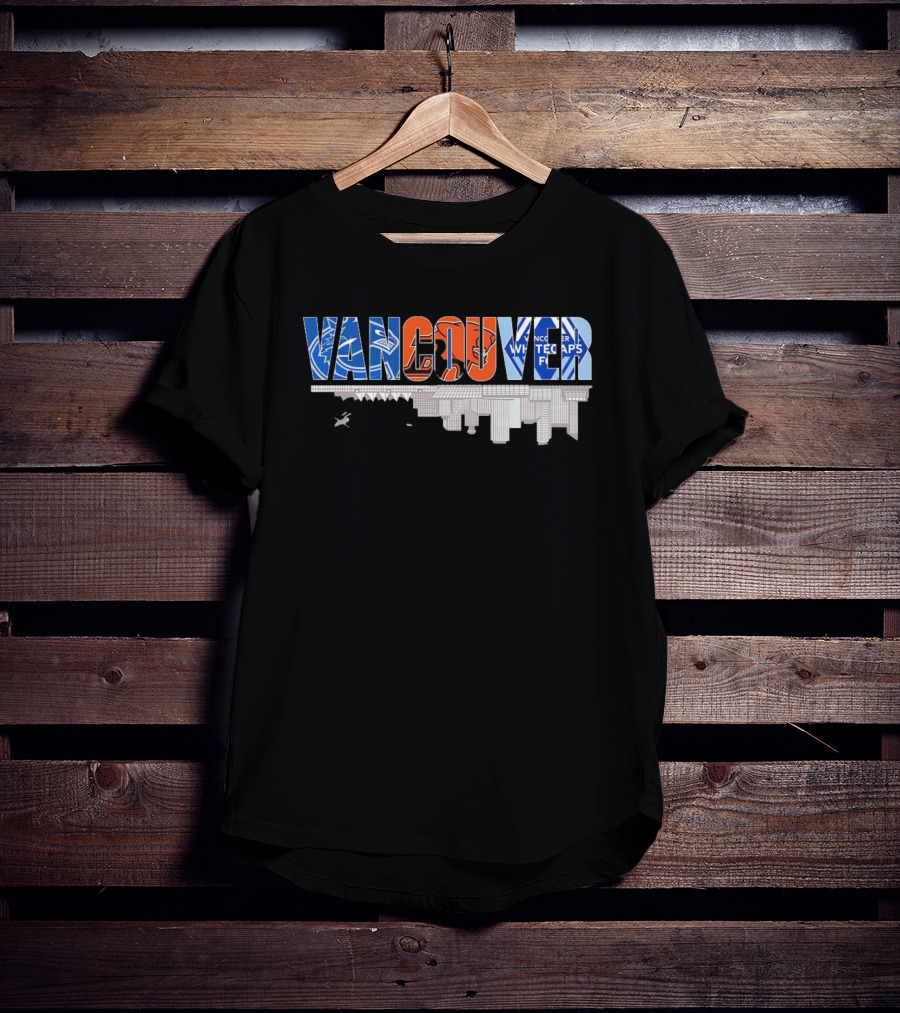 Vancouver Canucks BC Lions Vancouver Whitecaps City Skyline Upside T-Shirt