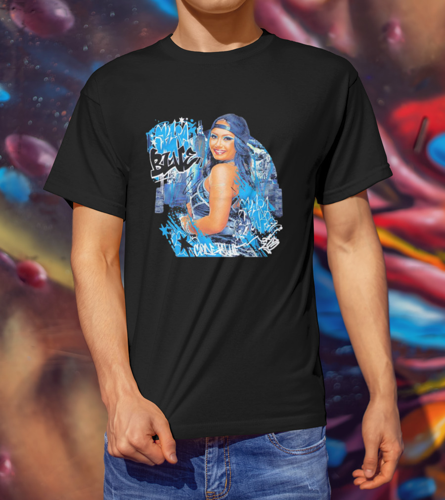 Skye Blue Cold Blue Graffiti Style Streetwear T-Shirt