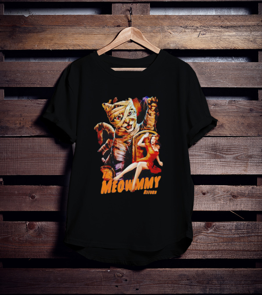 The Meowmmy Return Halloween Cat And Mummy Monster Movie T-Shirt