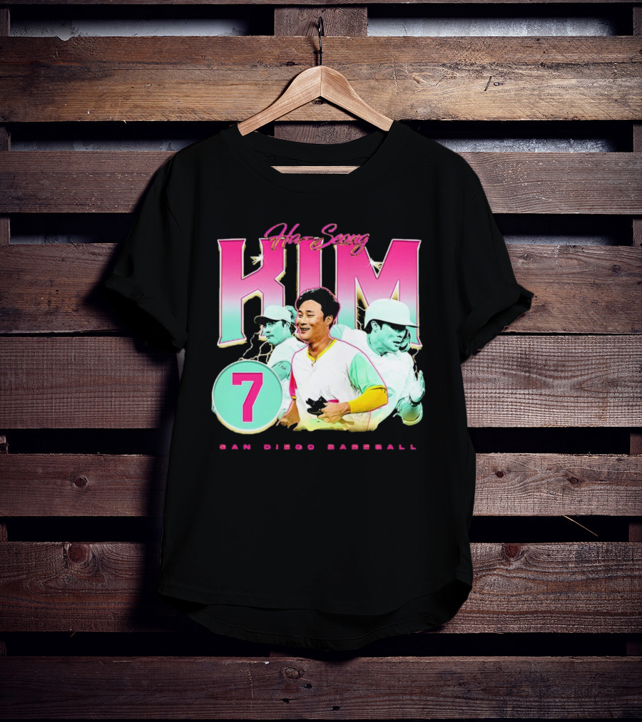 Ha-Seong Kim San Diego Baseball Lightning 90s Style Pink 7 T-Shirt