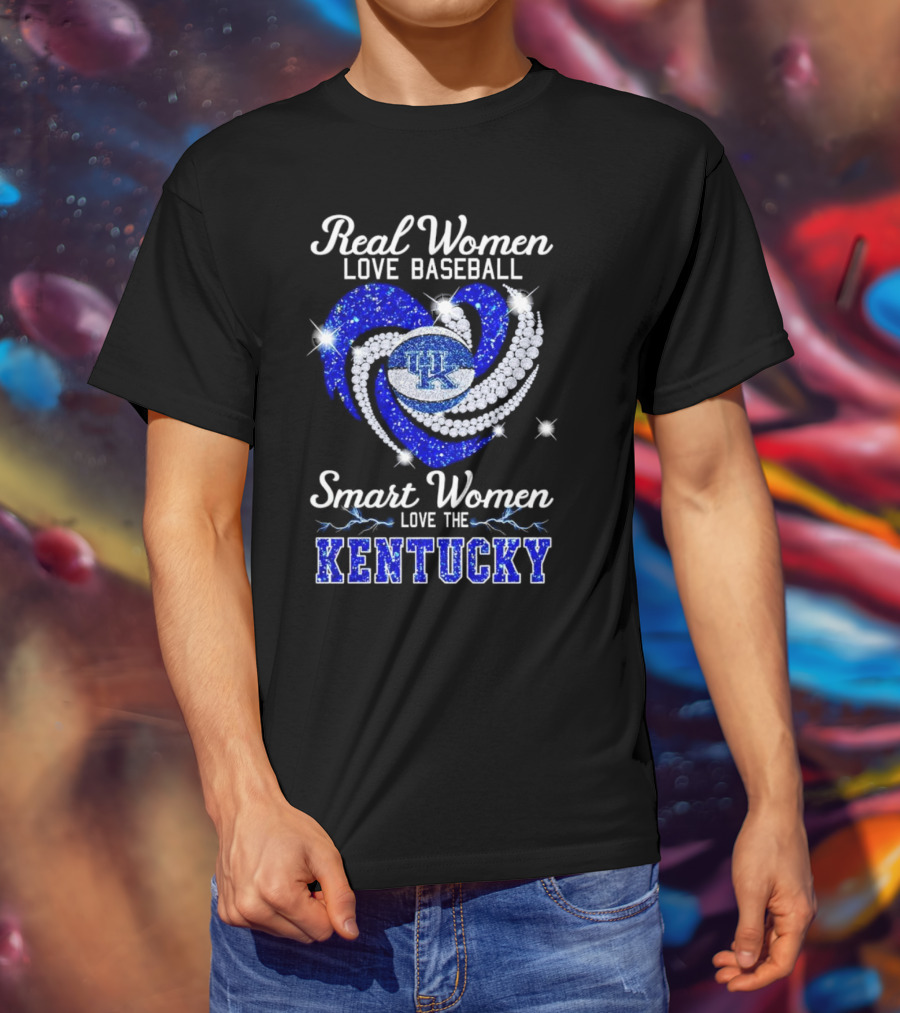 Real Women Love Baseball Smart Women Love The Kentucky Wildcats T-Shirt