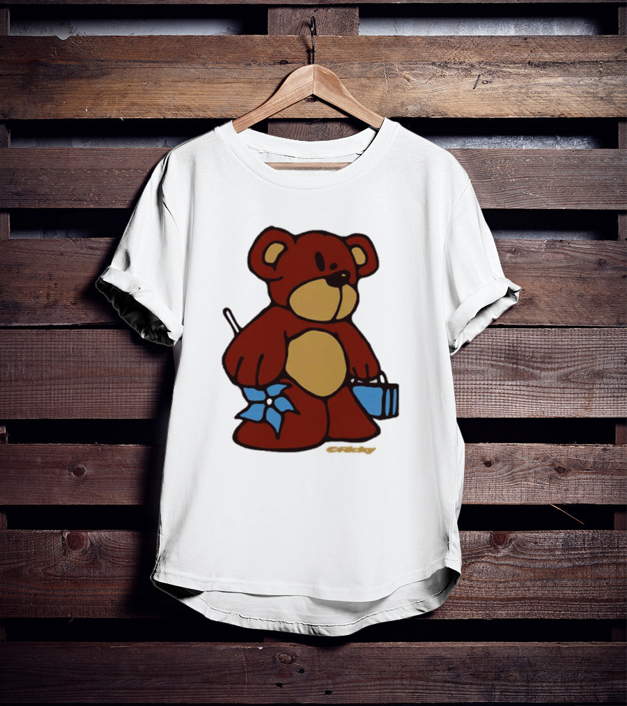 Ricky Montgomery Teddy Bear With Blue Flower And Suitcase T-Shirt