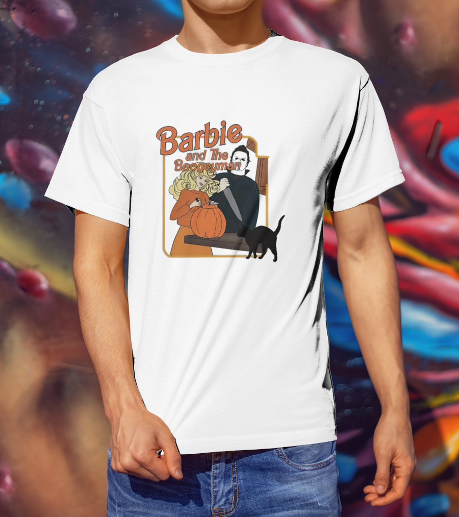 Barbie And The Boogeyman Halloween Pumpkin Cat Scene T-Shirt