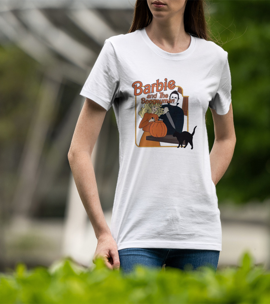 Barbie And The Boogeyman Halloween Pumpkin Cat Scene T-Shirt