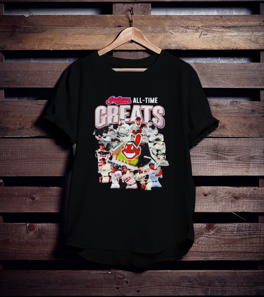 Indians All-Time Greats Players Signature Baseball Legends T-Shirt