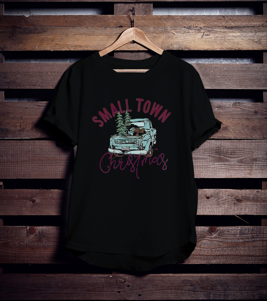 Small Town Christmas Vintage Truck With Trees T-Shirt