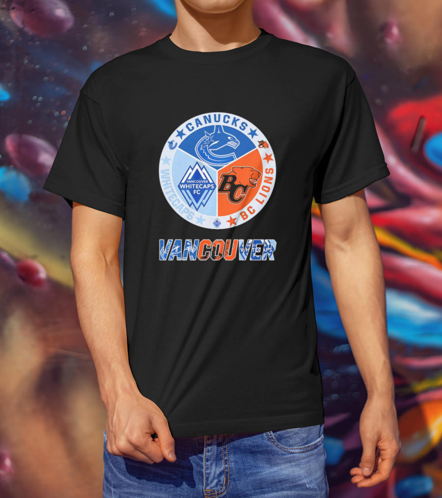 Vancouver Canucks Whitecaps BC Lions Sports Team T-Shirt