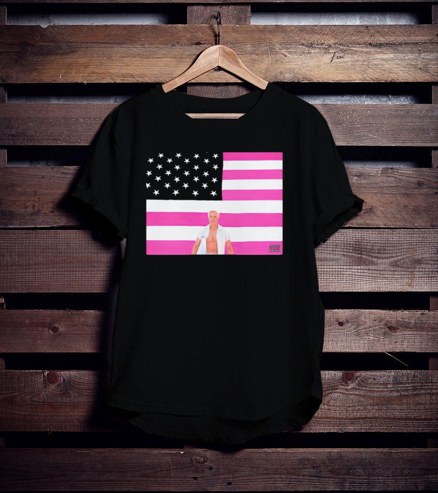 American Flag Barbie Ken Pink T-Shirt
