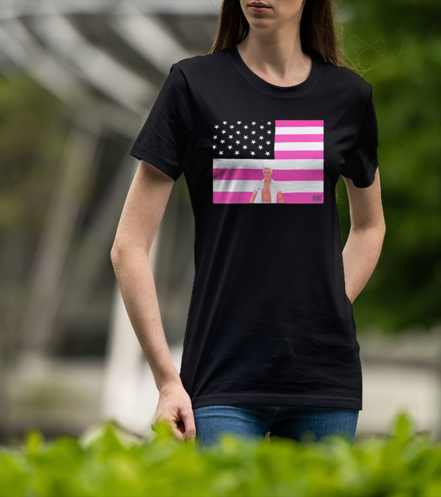American Flag Barbie Ken Pink T-Shirt