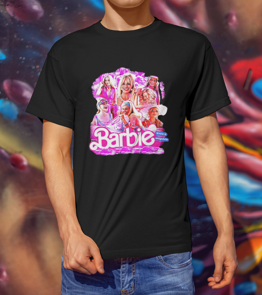 Barbie Is Everywhere Pink Collage Compilation T-Shirt