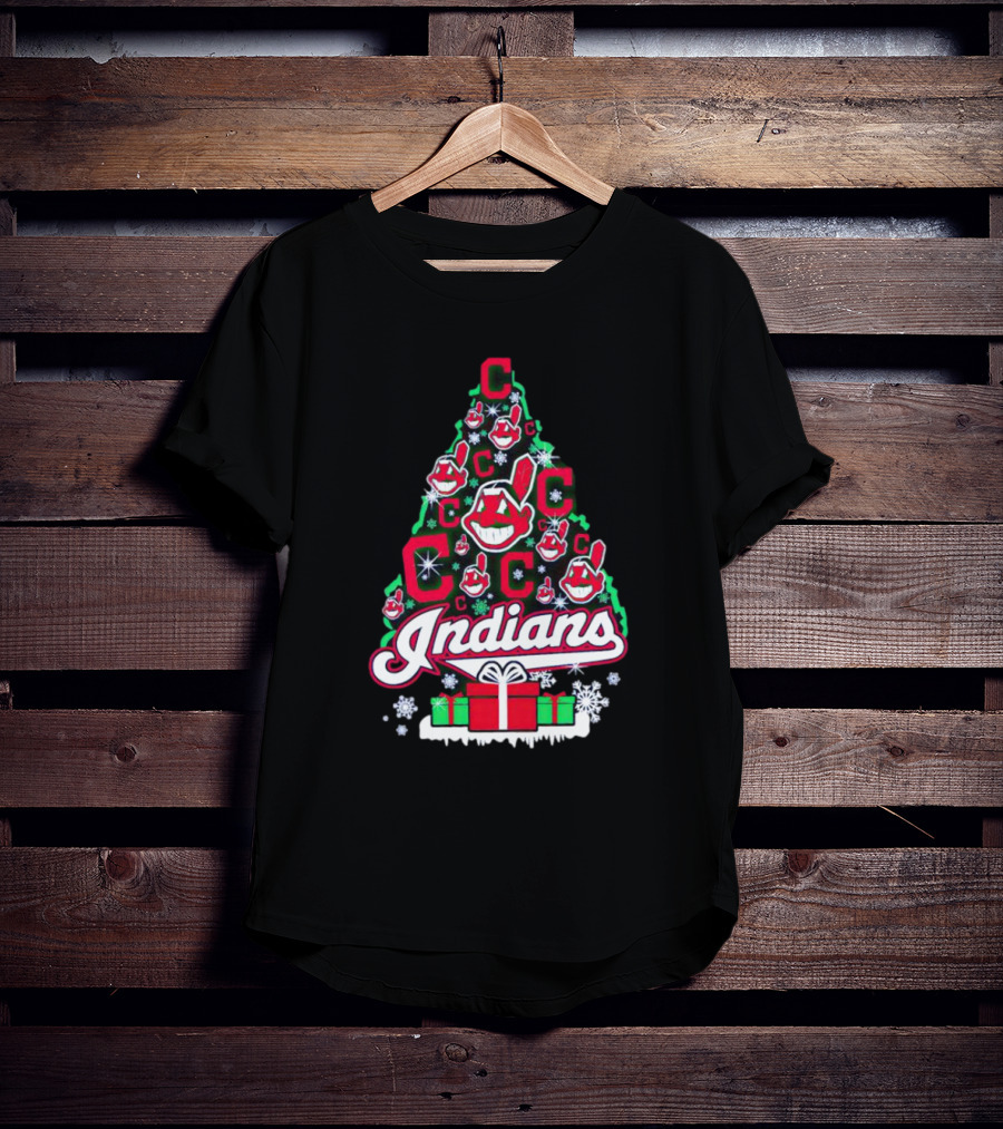 Cleveland Indians Christmas Tree Holiday T-Shirt