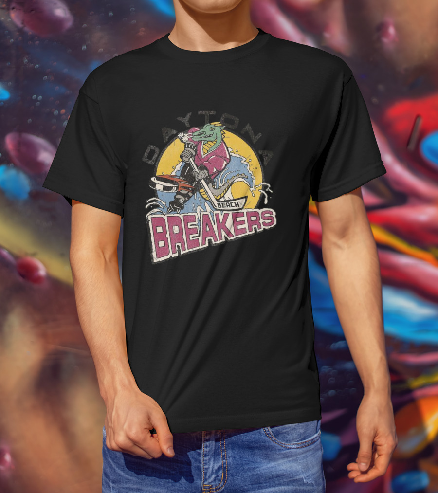 Daytona Beach Breakers Retro Ice Hockey Mascot Surfing T-Shirt