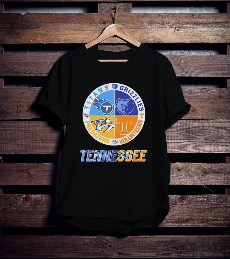 Tennessee Titans Grizzlies Predators Volunteers Sports Team T-Shirt