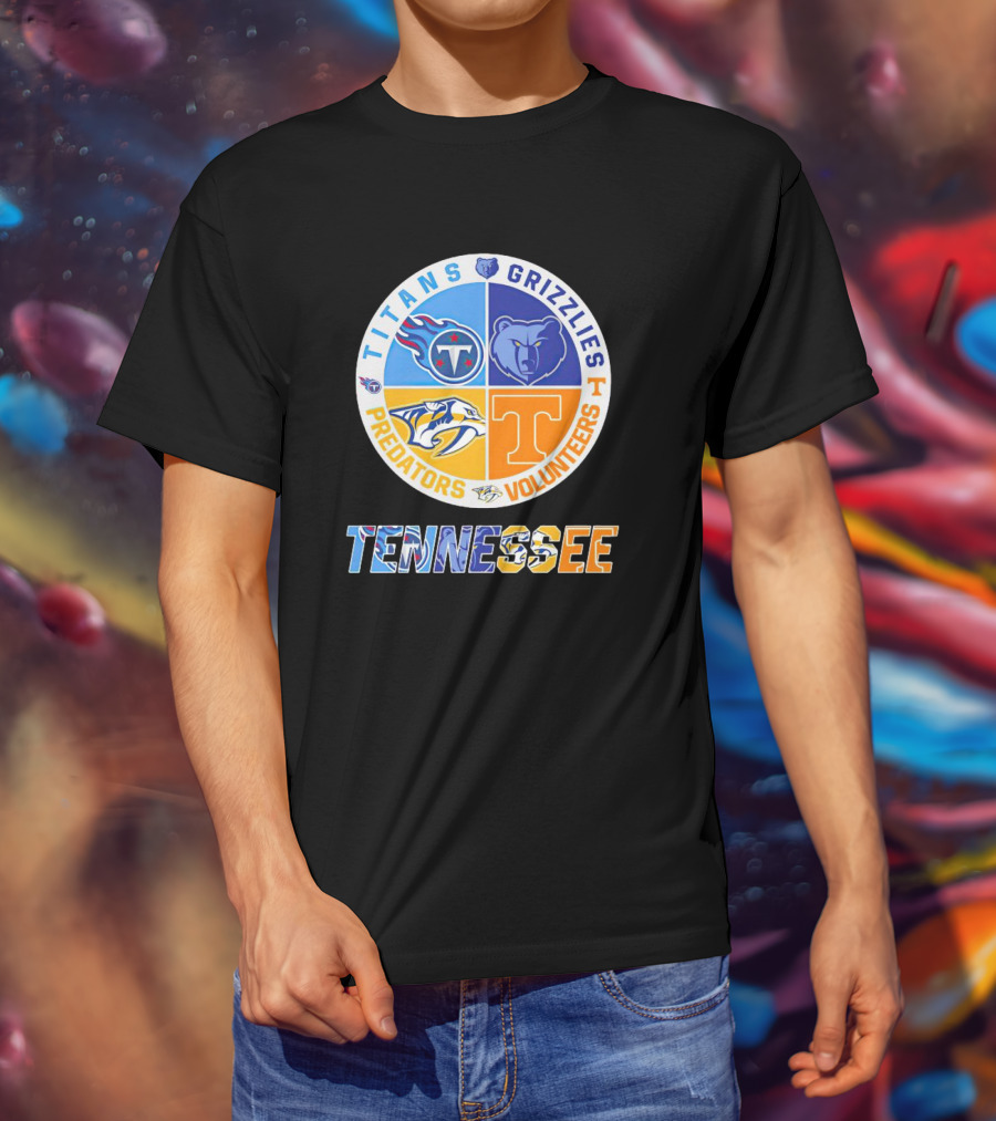Tennessee Titans Grizzlies Predators Volunteers Sports Team T-Shirt