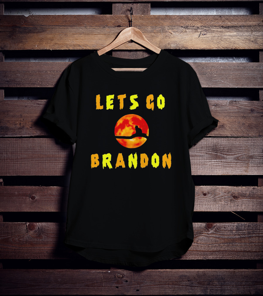 Lets Go Brandon Cat Halloween Moon T-Shirt
