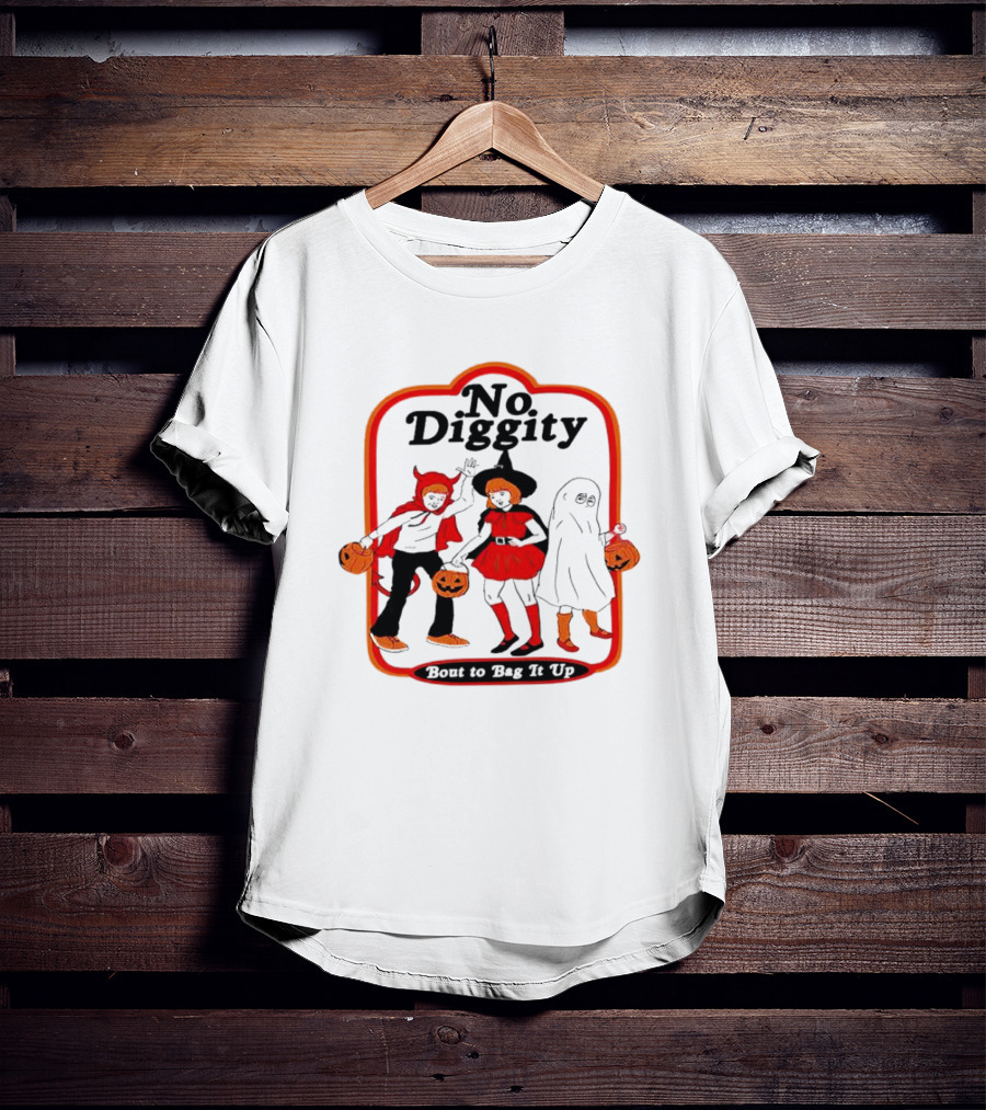 No Diggity Bout To Bag It Up Halloween Costume Trio With Pumpkins T-Shirt