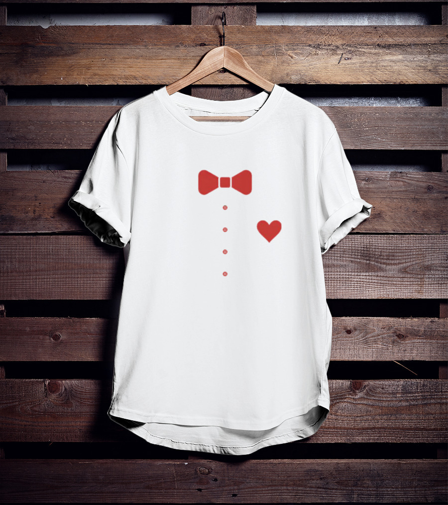 Pee Wee Bow Tie Red Heart Buttons T-Shirt