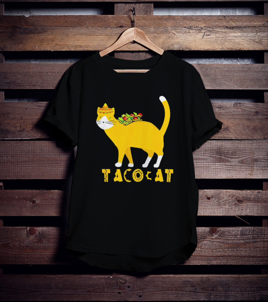 Tacocat Wearing Sombrero With Taco Filling Back T-Shirt