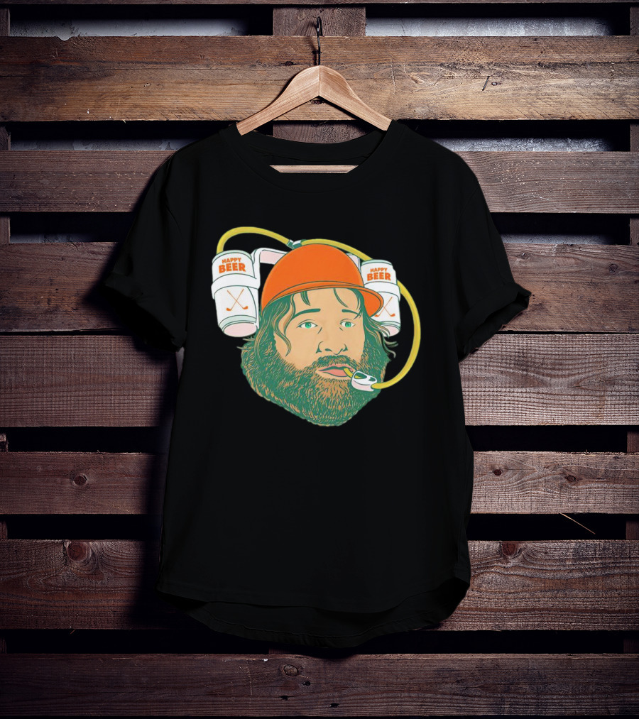 Happy Beer Man Drinks Beer With Helmet And Straws T-Shirt
