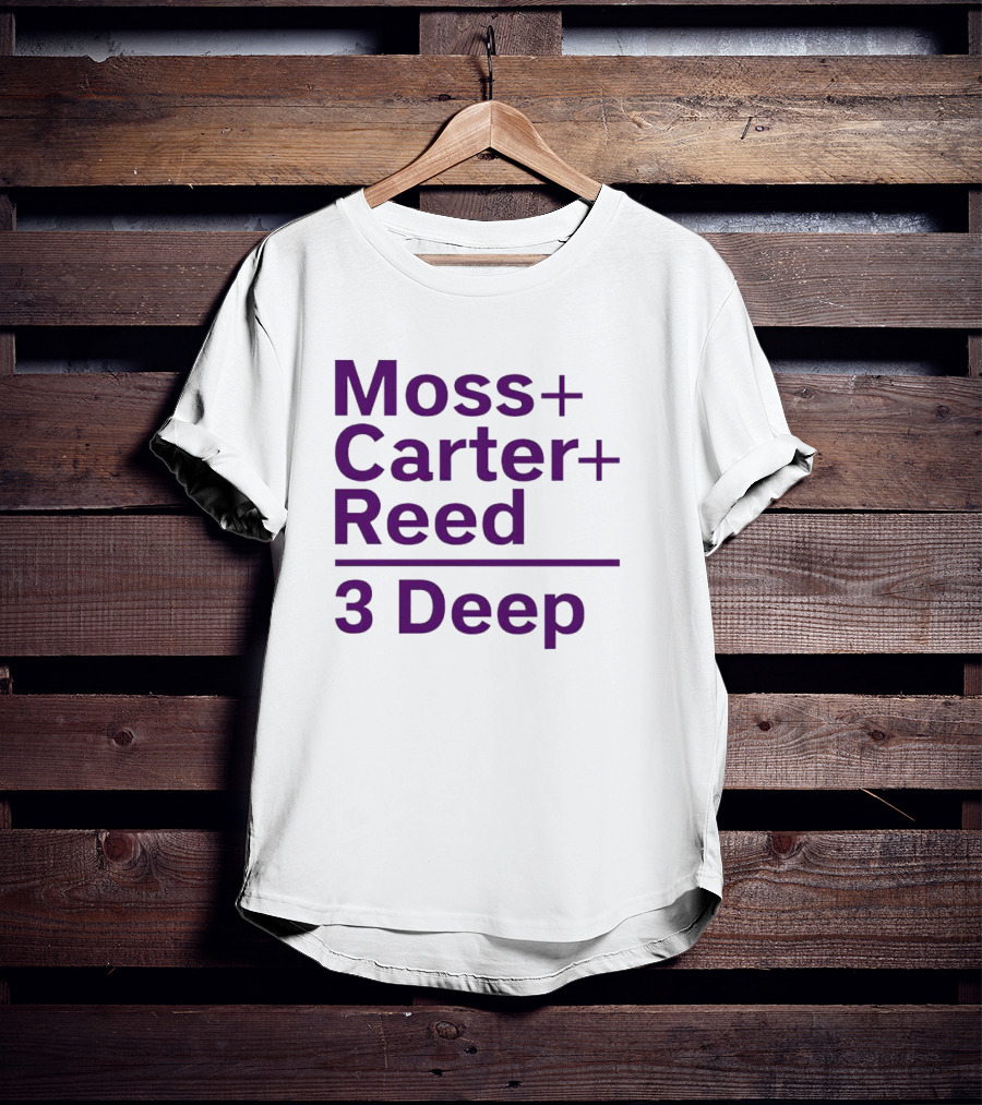 Moss Carter Reed 3 Deep Purple Text T-Shirt
