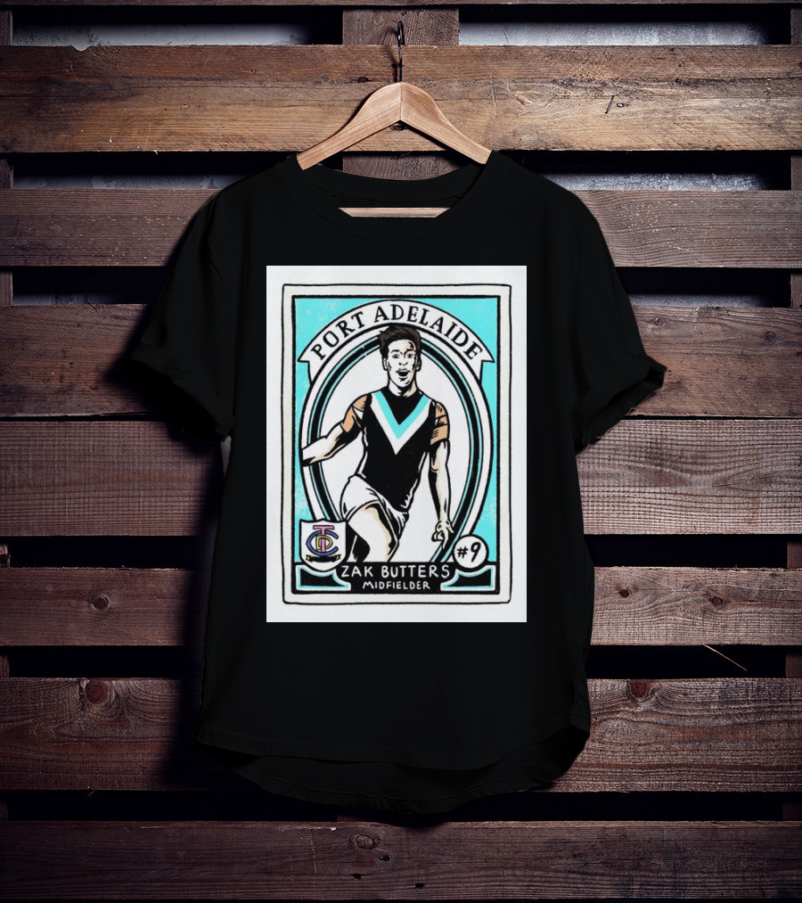 Port Adelaide Zak Butters #9 Midfielder Card T-Shirt