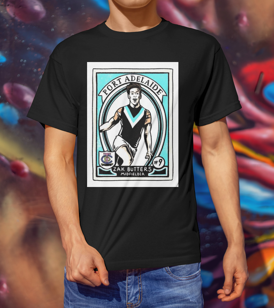 Port Adelaide Zak Butters #9 Midfielder Card T-Shirt
