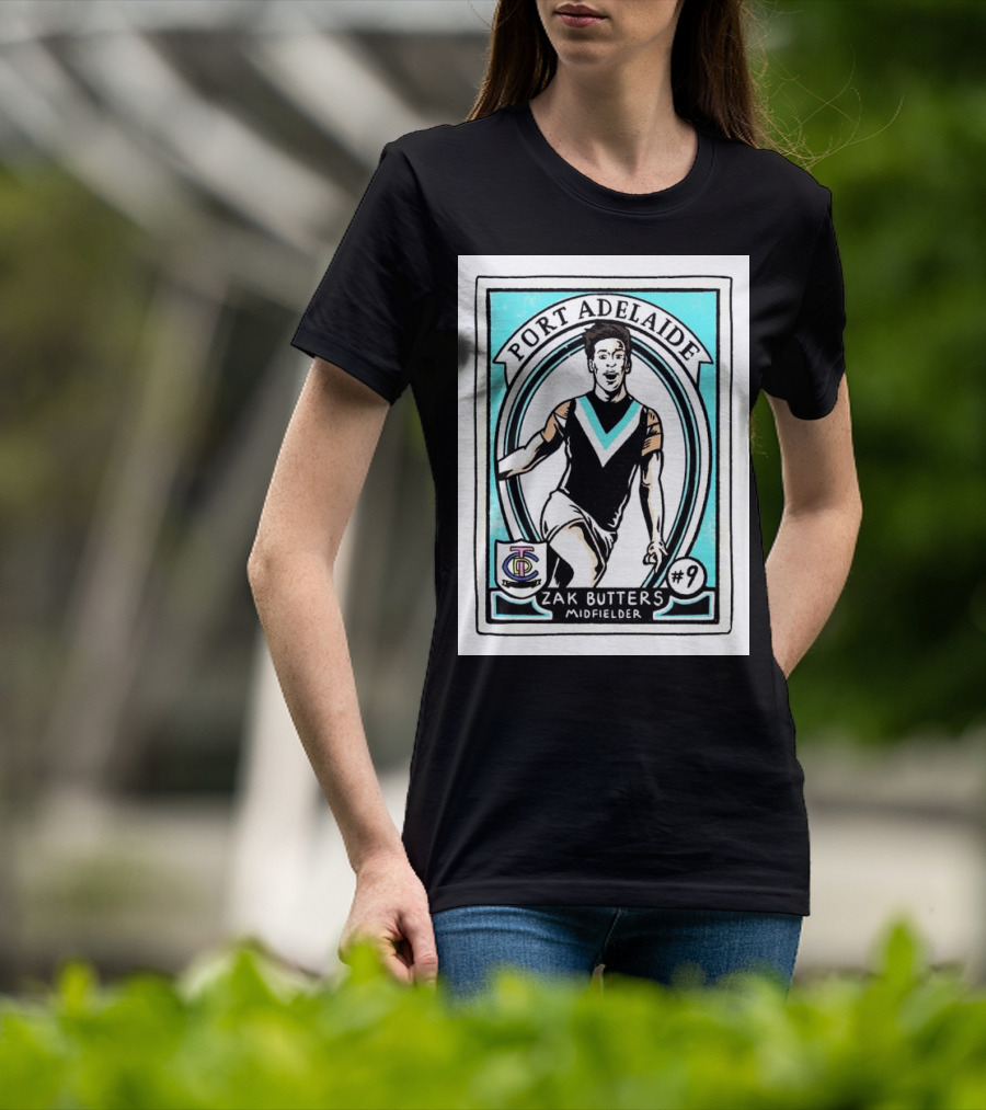 Port Adelaide Zak Butters #9 Midfielder Card T-Shirt